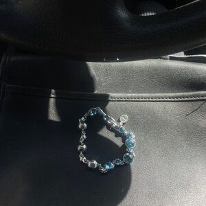 Elegant Silver and Blue Beaded Bracelet